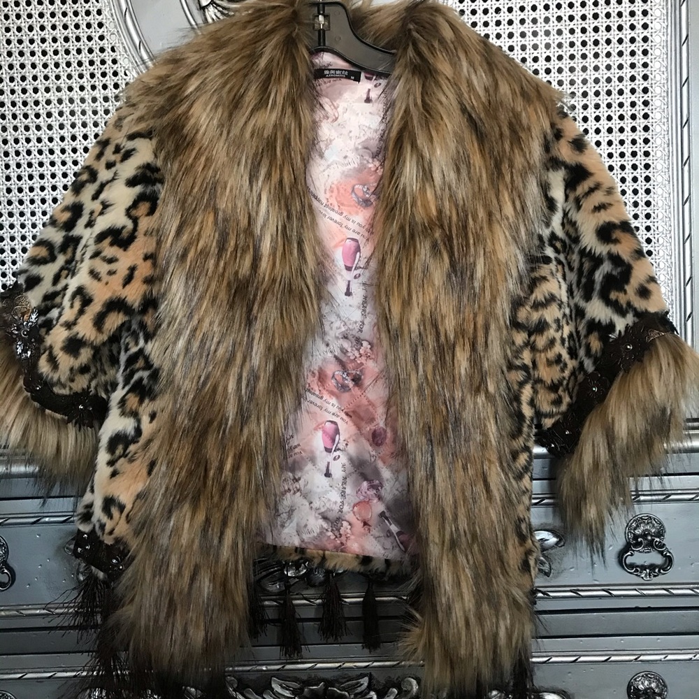 Aeromiss Faux Fur Leopard Print Jackt M